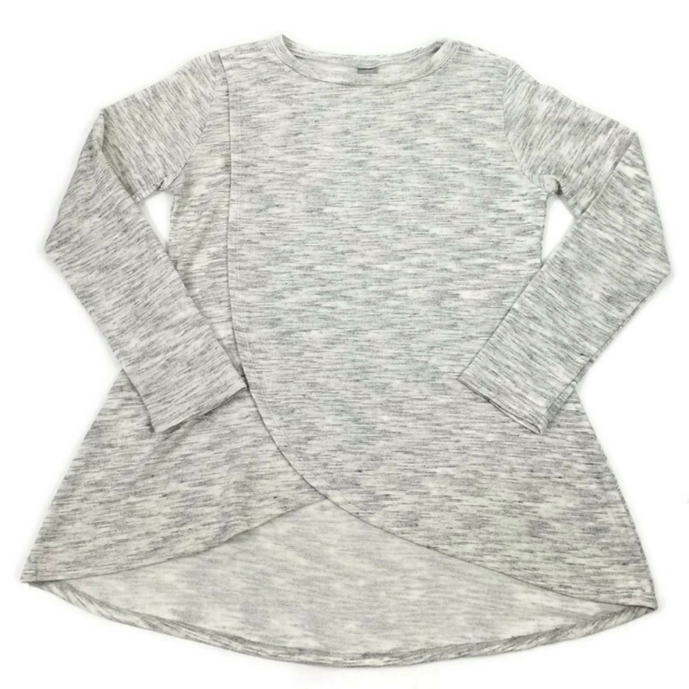 Go Couture Slate Gray Heathered Wrap Front Tunic Top Womens XL NWT